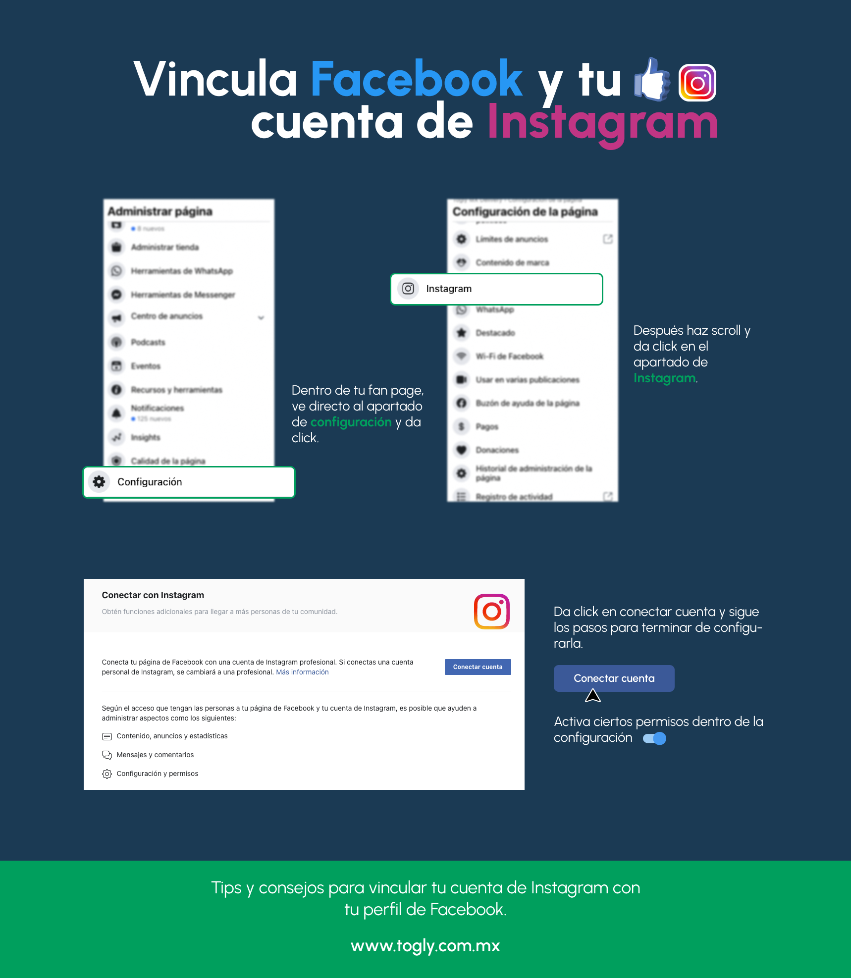 Vincular página de Facebook con perfil de Instagram 